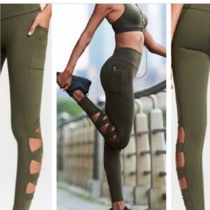 Victoria Sport Olive Green Open Leg Leggings